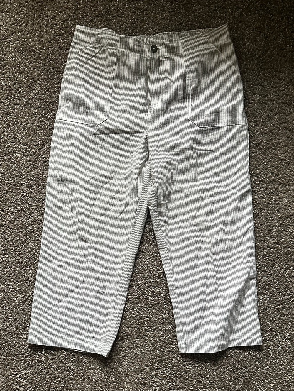 Christopher & Banks Linen Blend Pinstripe Capri Pants Size 12
